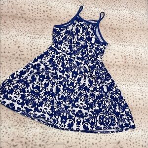 Soprano Royal Blue and White Patterned Midi Dress